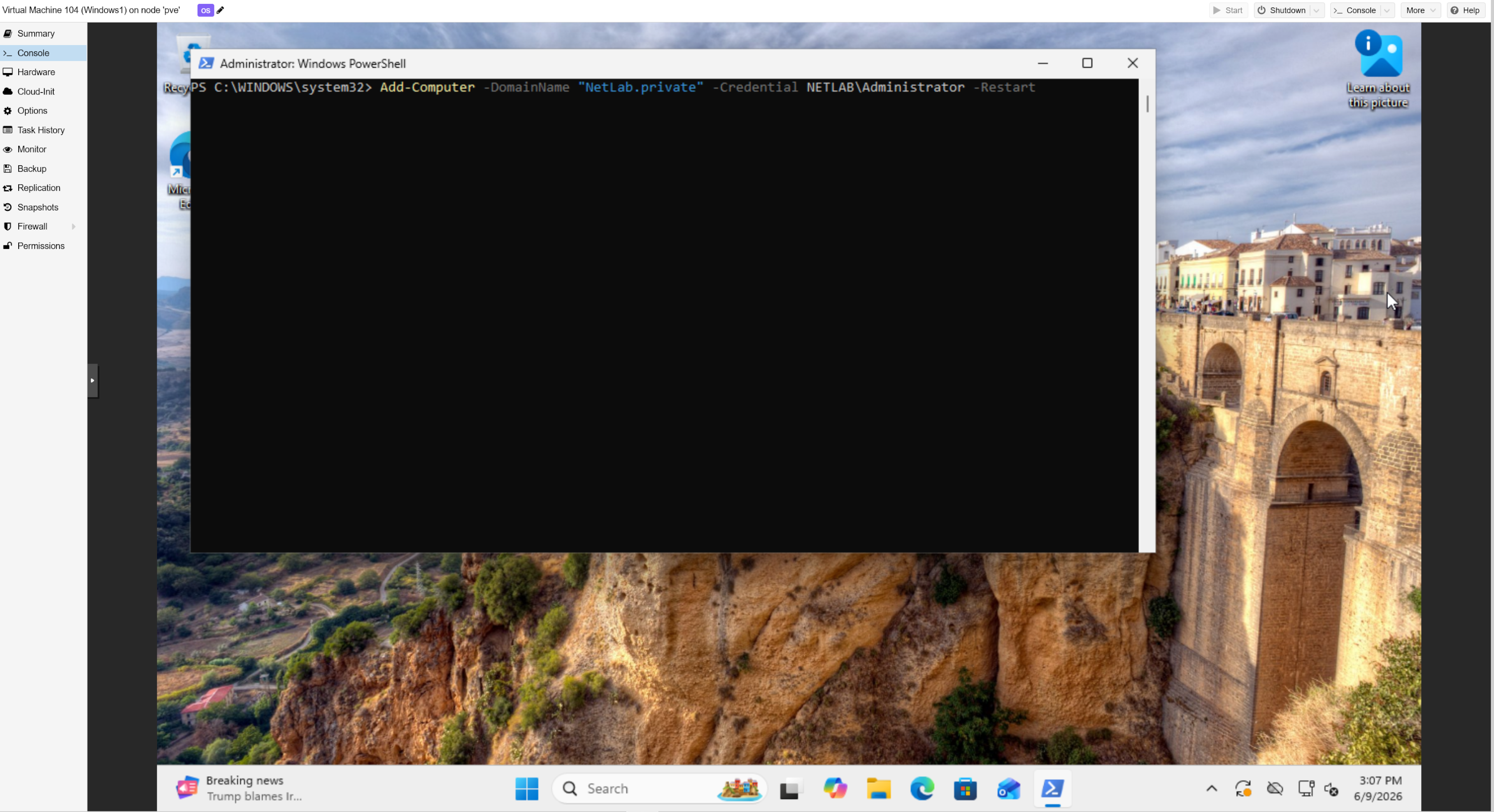 Command to connect workstation to DC